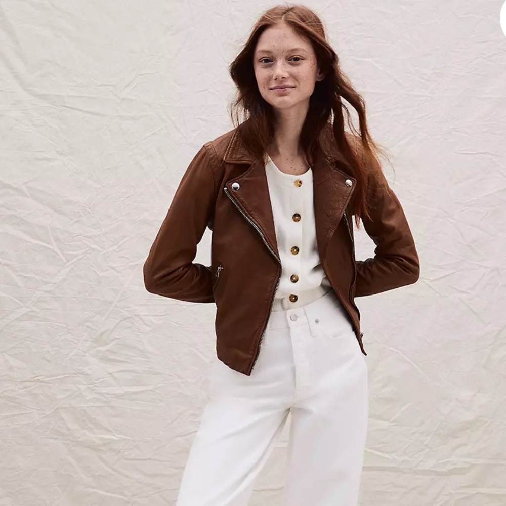 Madewell washed leather motorcycle jacket